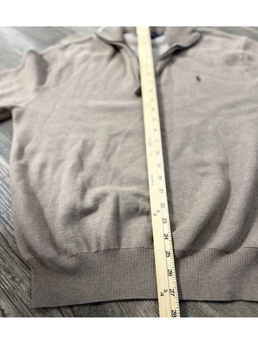 Polo Ralph Lauren Sweater Mens Large Beige Preppy 1/4 Zip Mock Neck Pullover